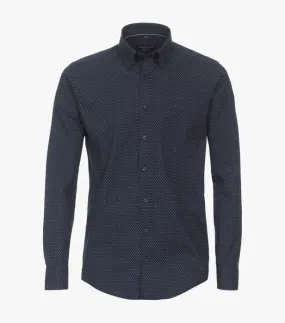 Casa Moda Long Sleeve Diamond Print Casual Shirt 100 - Dark Blue