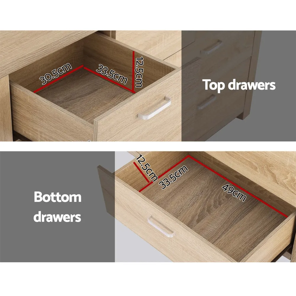 Contemporary 7-Drawer Chest, Oak Wood - Artiss MAXI