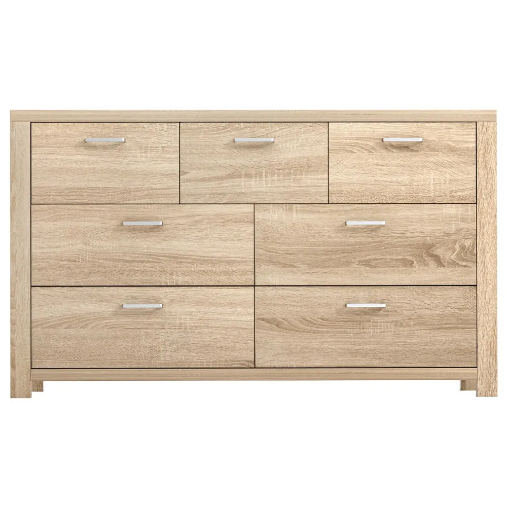 Contemporary 7-Drawer Chest, Oak Wood - Artiss MAXI