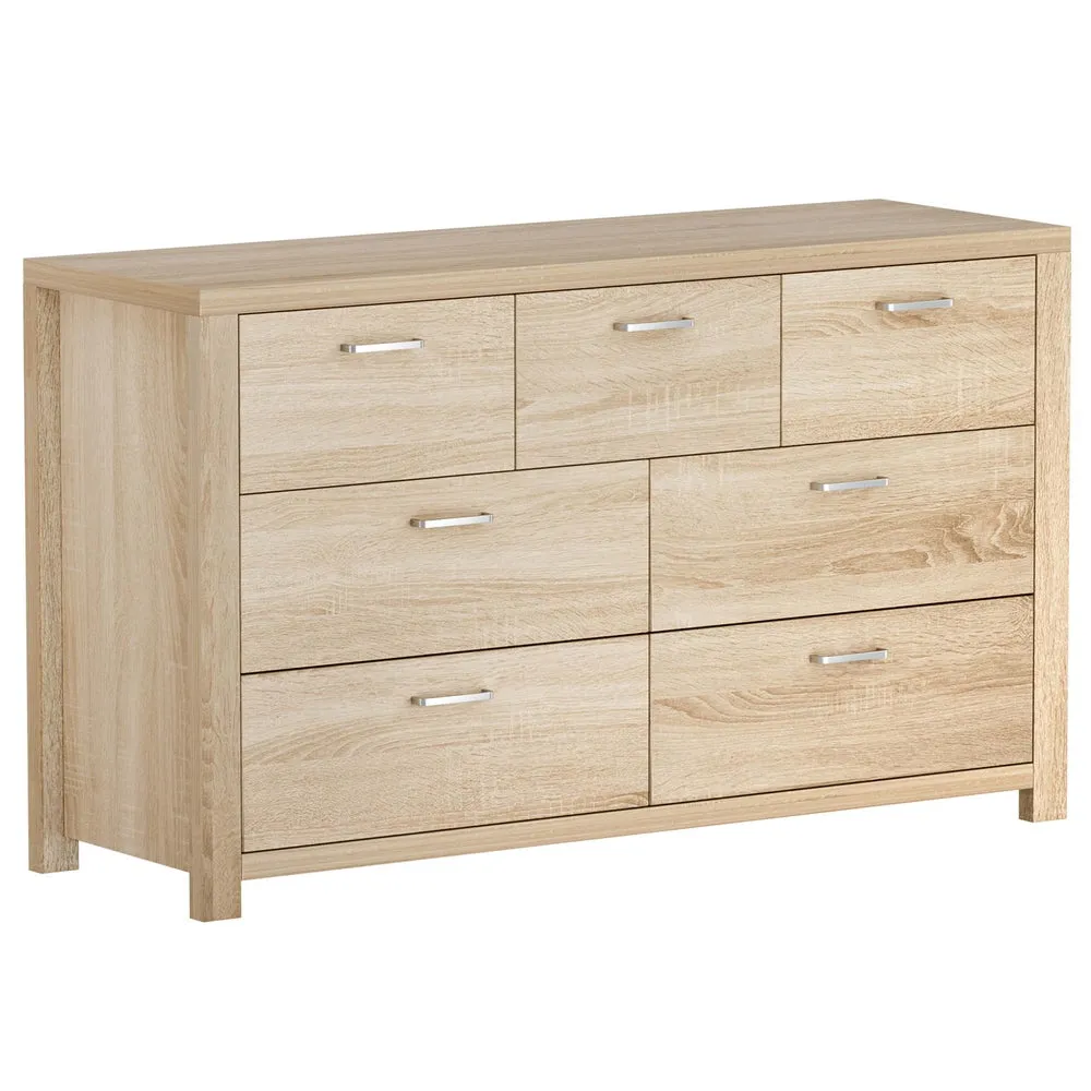 Contemporary 7-Drawer Chest, Oak Wood - Artiss MAXI