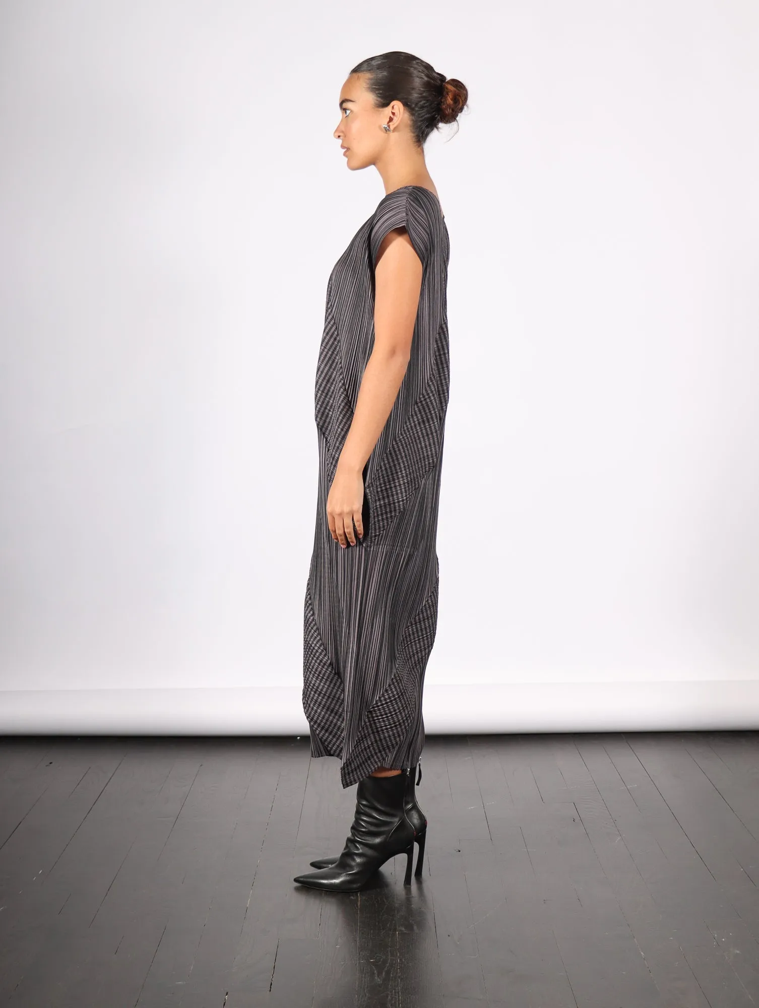 Cosmic Rays Dress in Gray by Pleats Please Issey Miyake