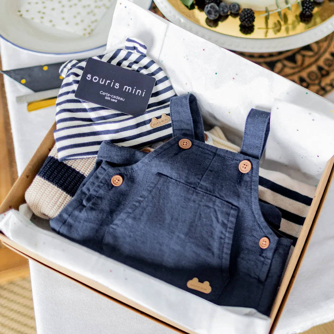 Cotton Linen Short Overall - Navy