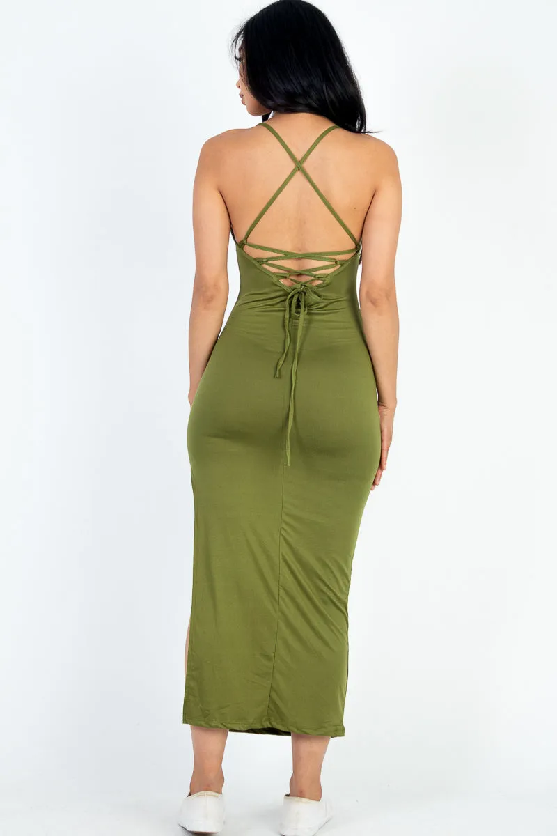 Crisscross Back Split Thigh Maxi Dress (CAPELLA)