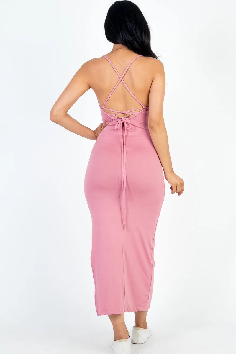 Crisscross Back Split Thigh Maxi Dress (CAPELLA)
