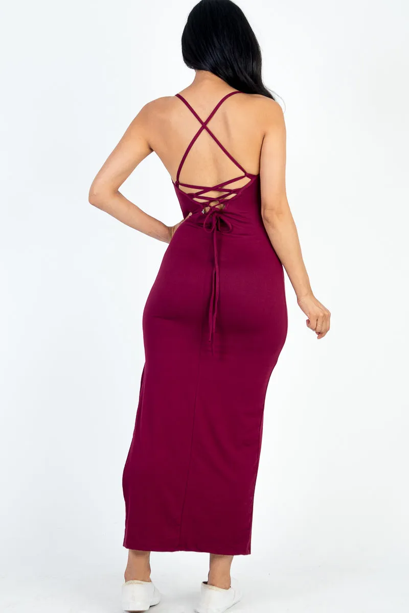 Crisscross Back Split Thigh Maxi Dress (CAPELLA)