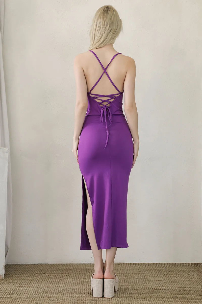 Crisscross Back Split Thigh Maxi Dress (CAPELLA)