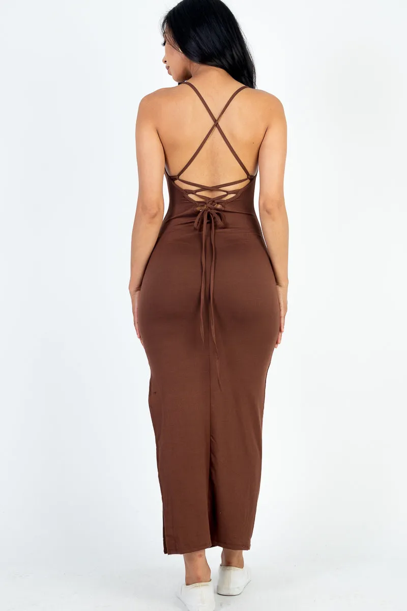 Crisscross Back Split Thigh Maxi Dress (CAPELLA)