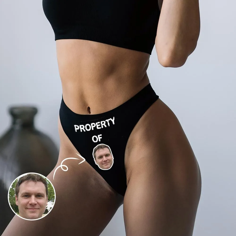 Custom Husband Face Women's Lingerie Design Black Background Property Underwear Personalized Panties Women's Classic Thongs