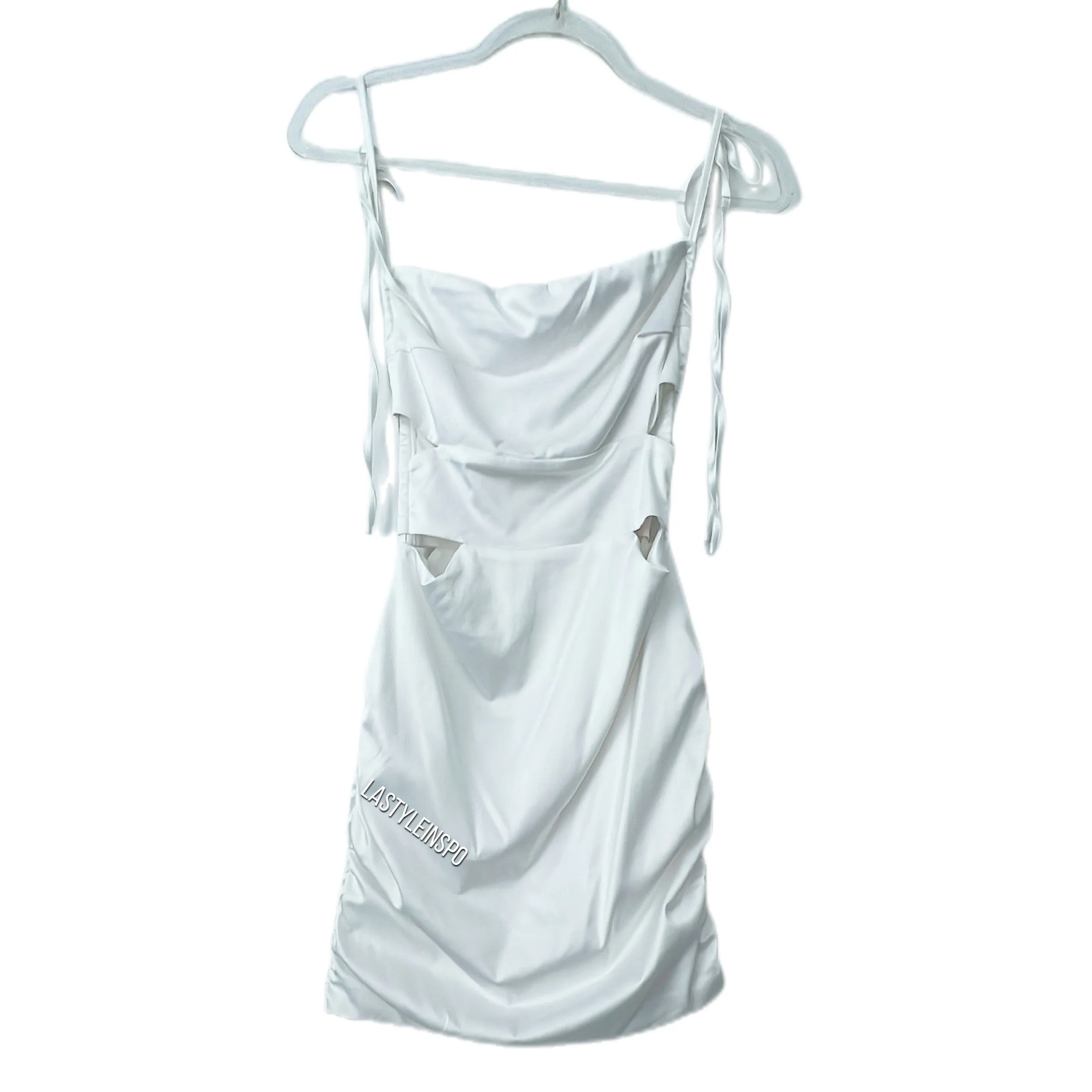 Cut out White Satin Dress Size Medium