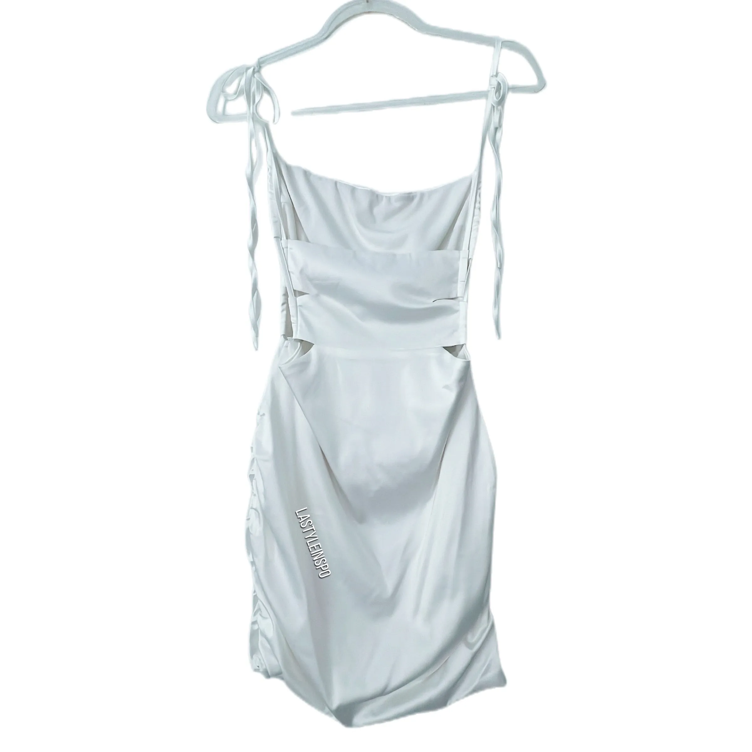 Cut out White Satin Dress Size Medium