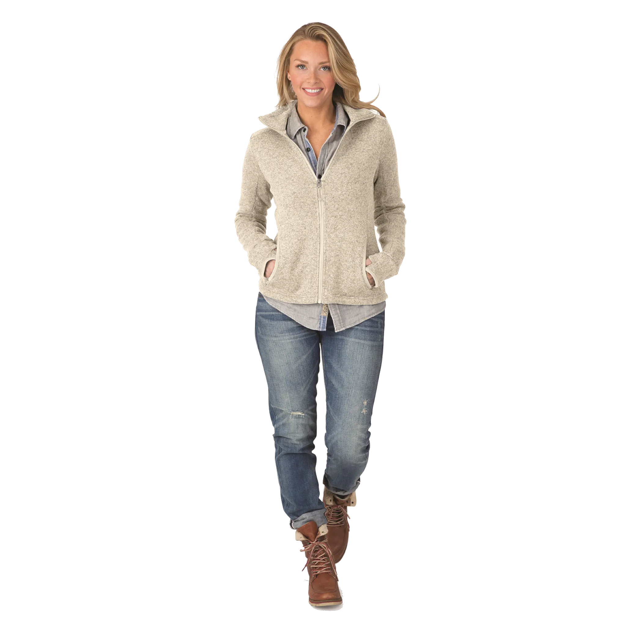 D2003W Ladies Heathered Fleece Jacket