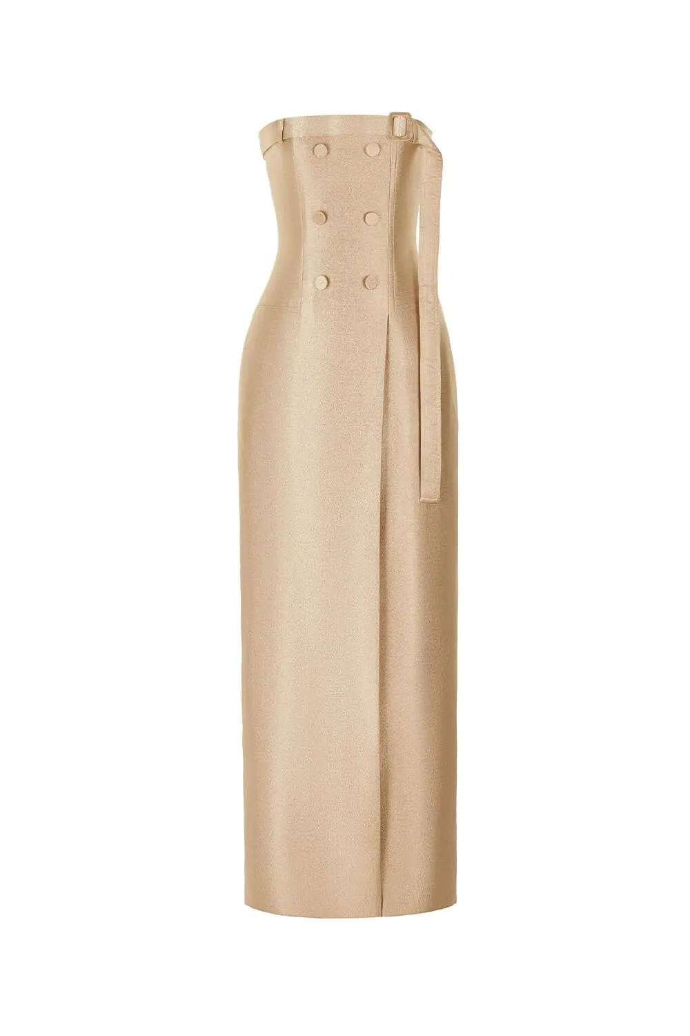 Denim Taffeta Long Dress