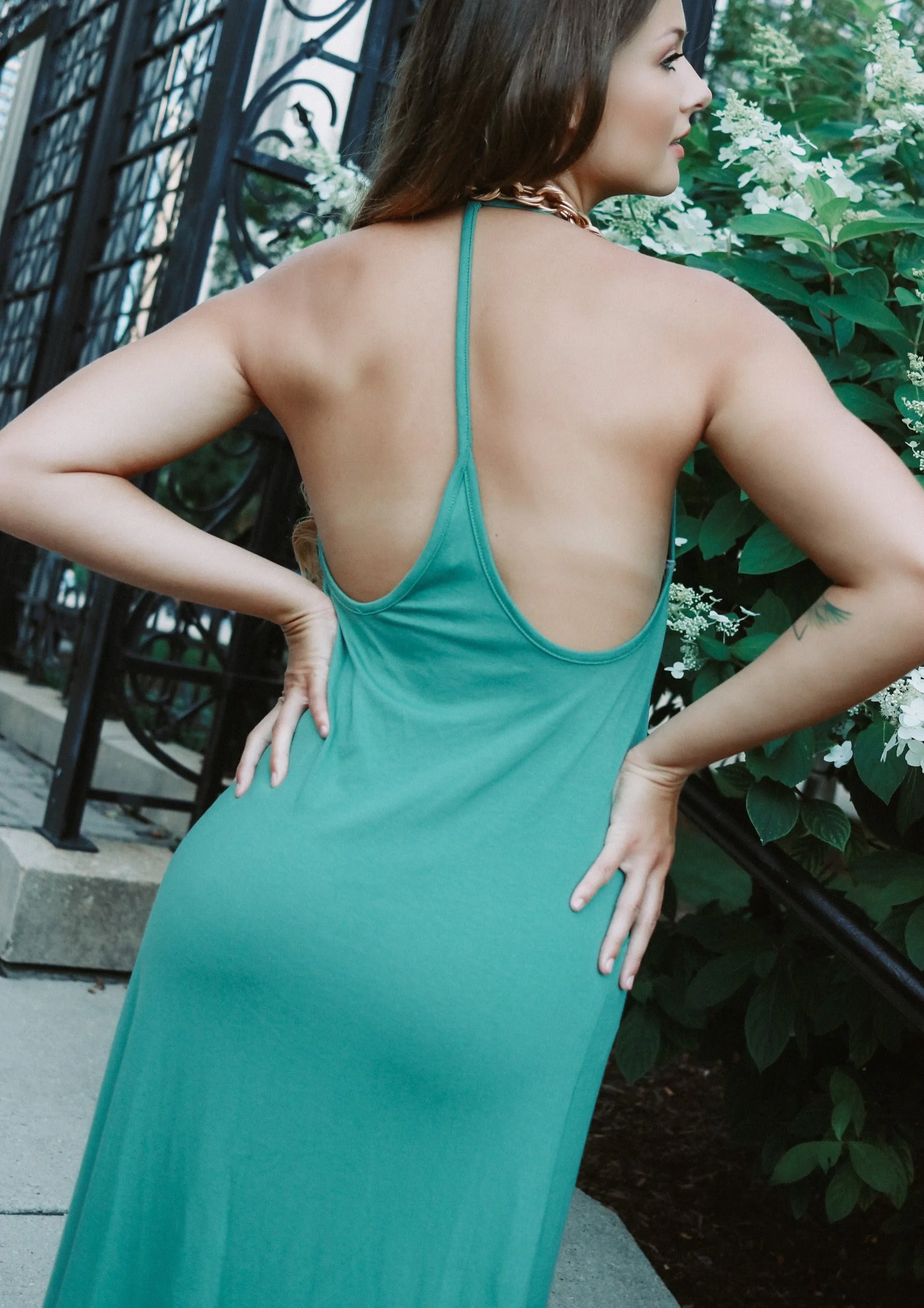 Emerald Green Jersey Maxi Dress