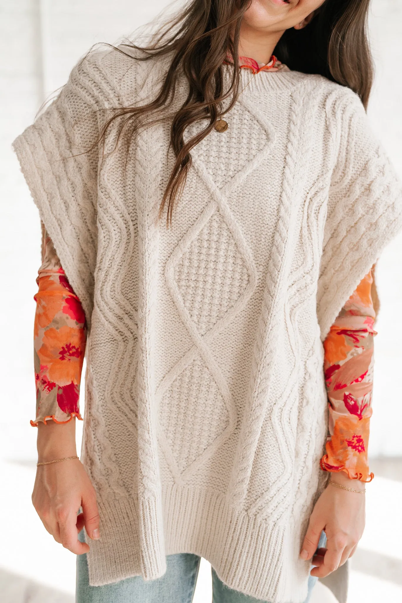 Faye Cable Knit Sweater Tunic Top