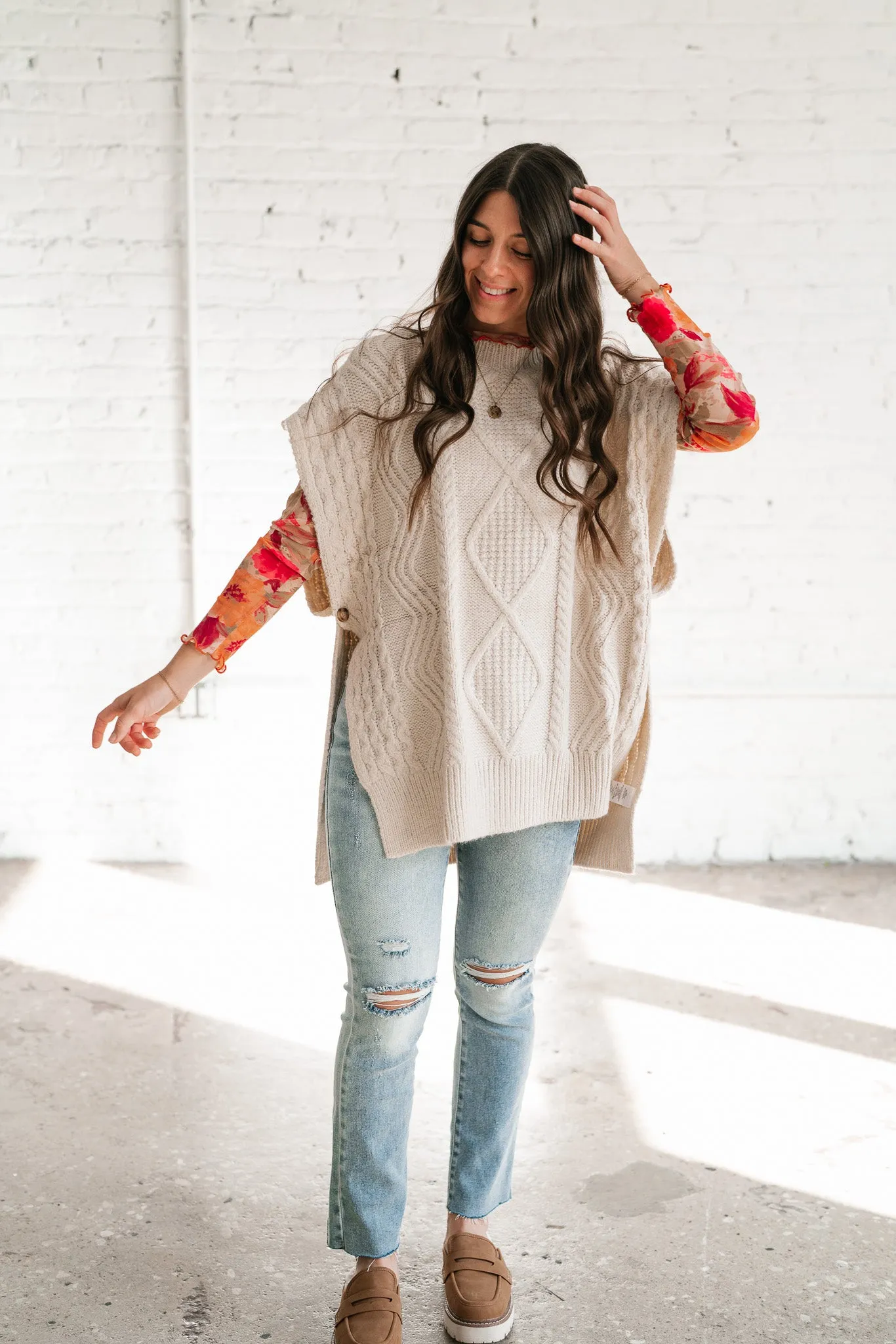 Faye Cable Knit Sweater Tunic Top