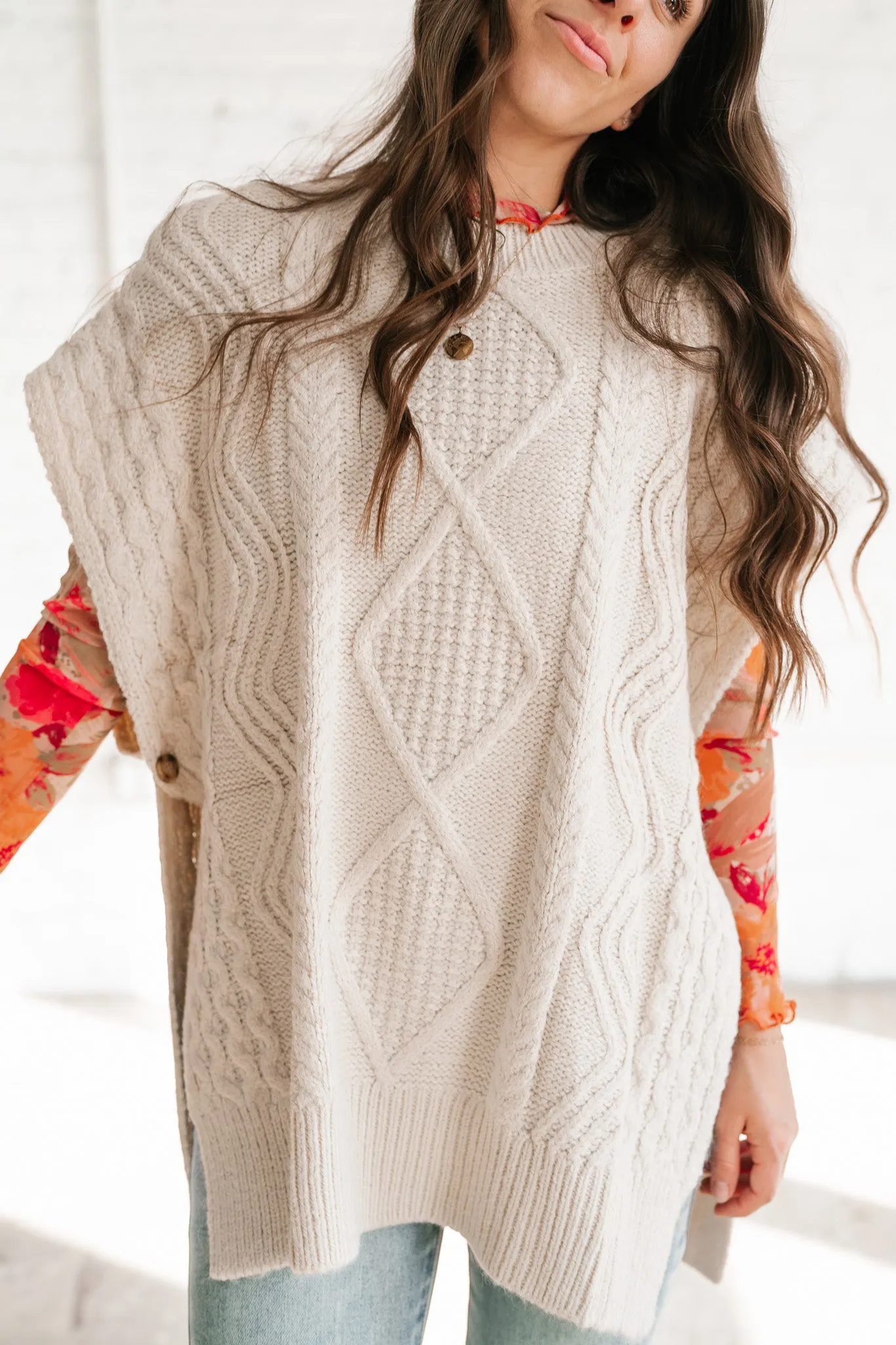 Faye Cable Knit Sweater Tunic Top