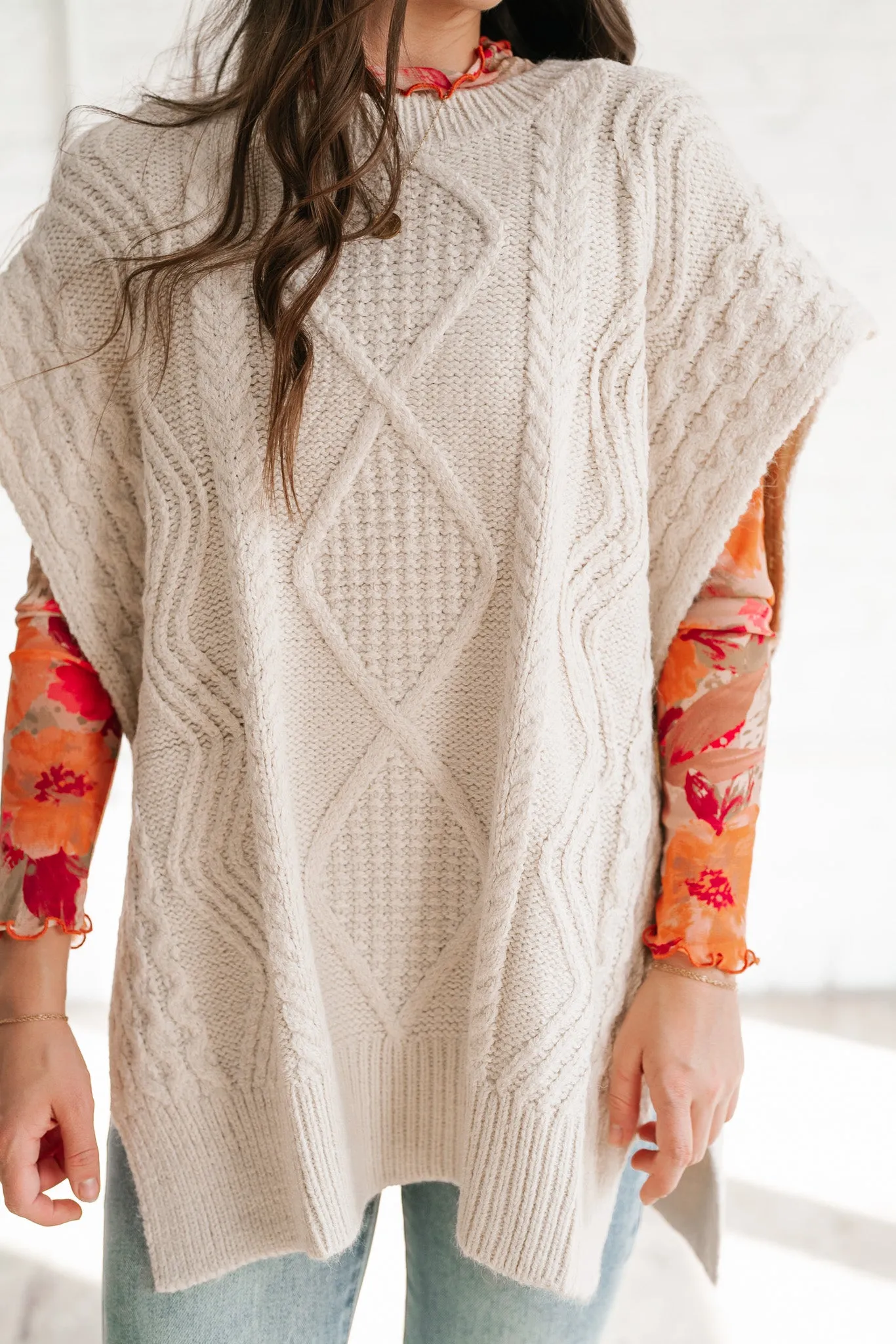 Faye Cable Knit Sweater Tunic Top