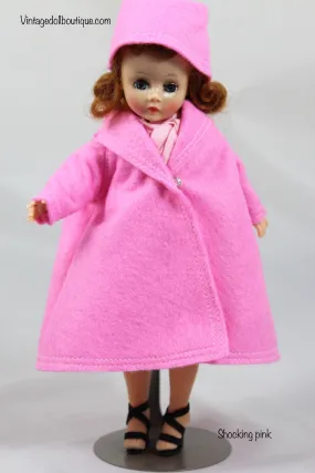 Felt coat and hat set “shocking pink” for 9” Cissette