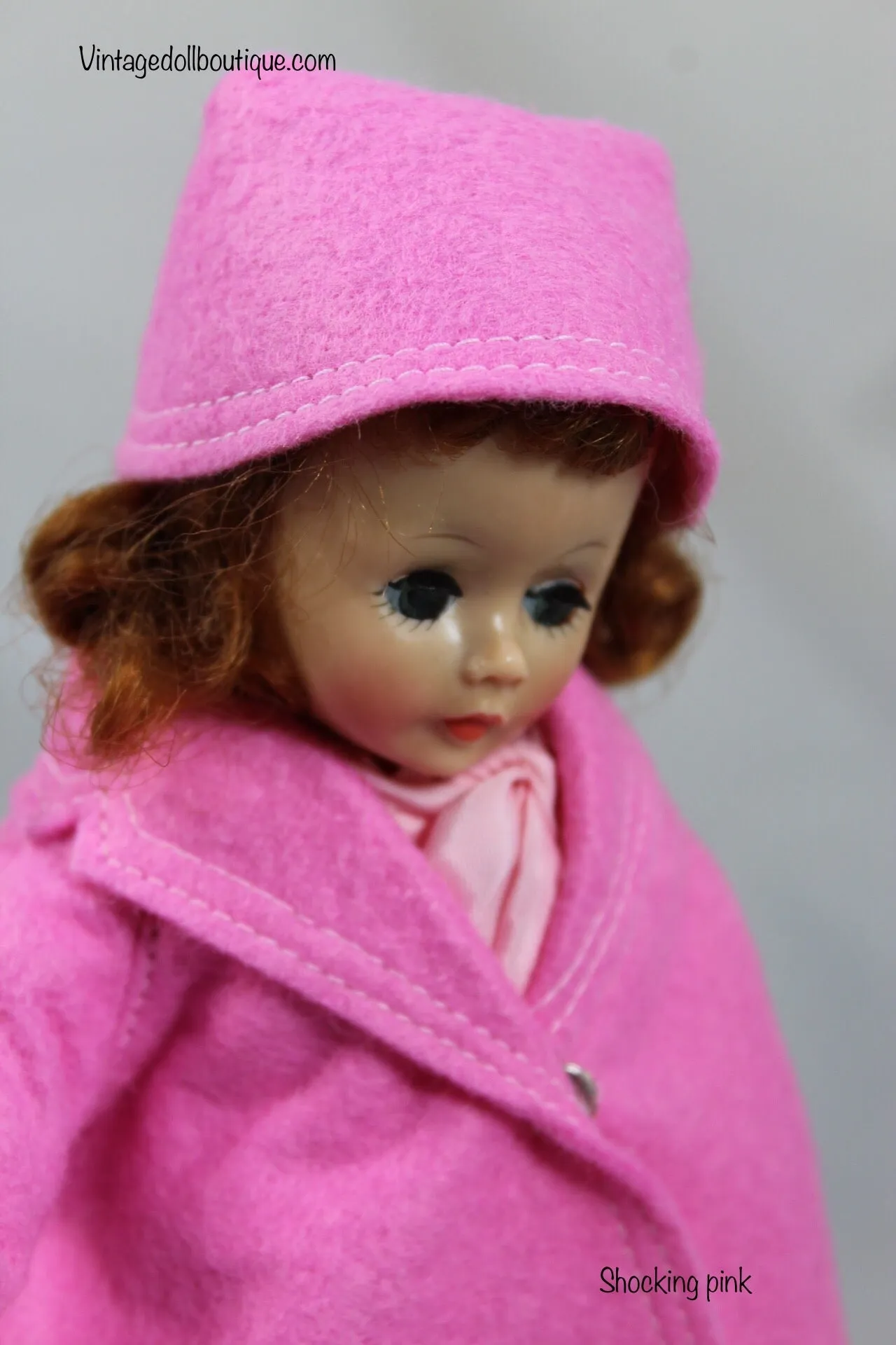 Felt coat and hat set “shocking pink” for 9” Cissette