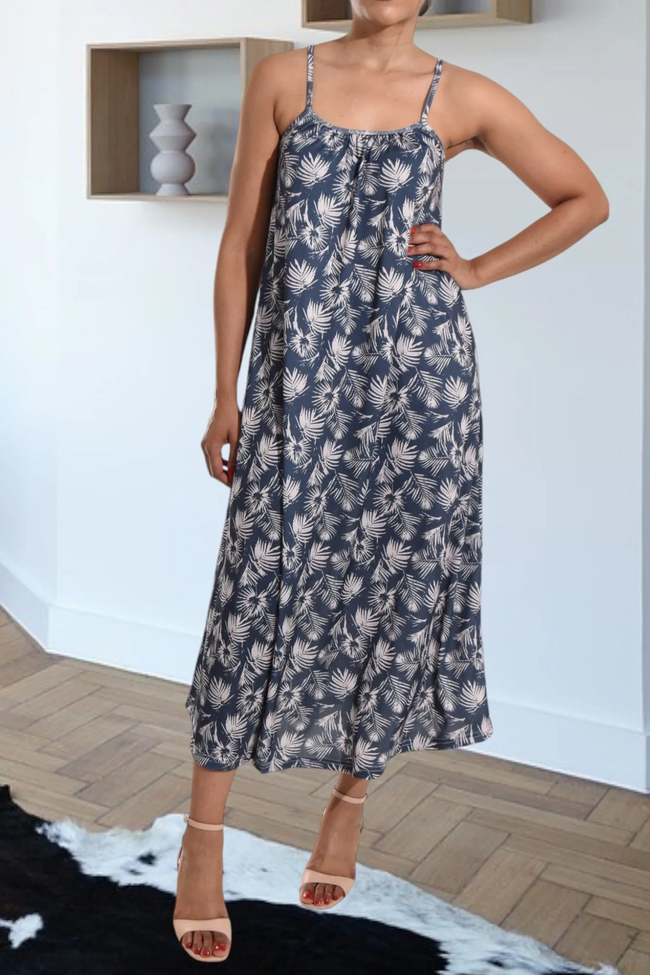 Fern Print Strappy Maxi Dress