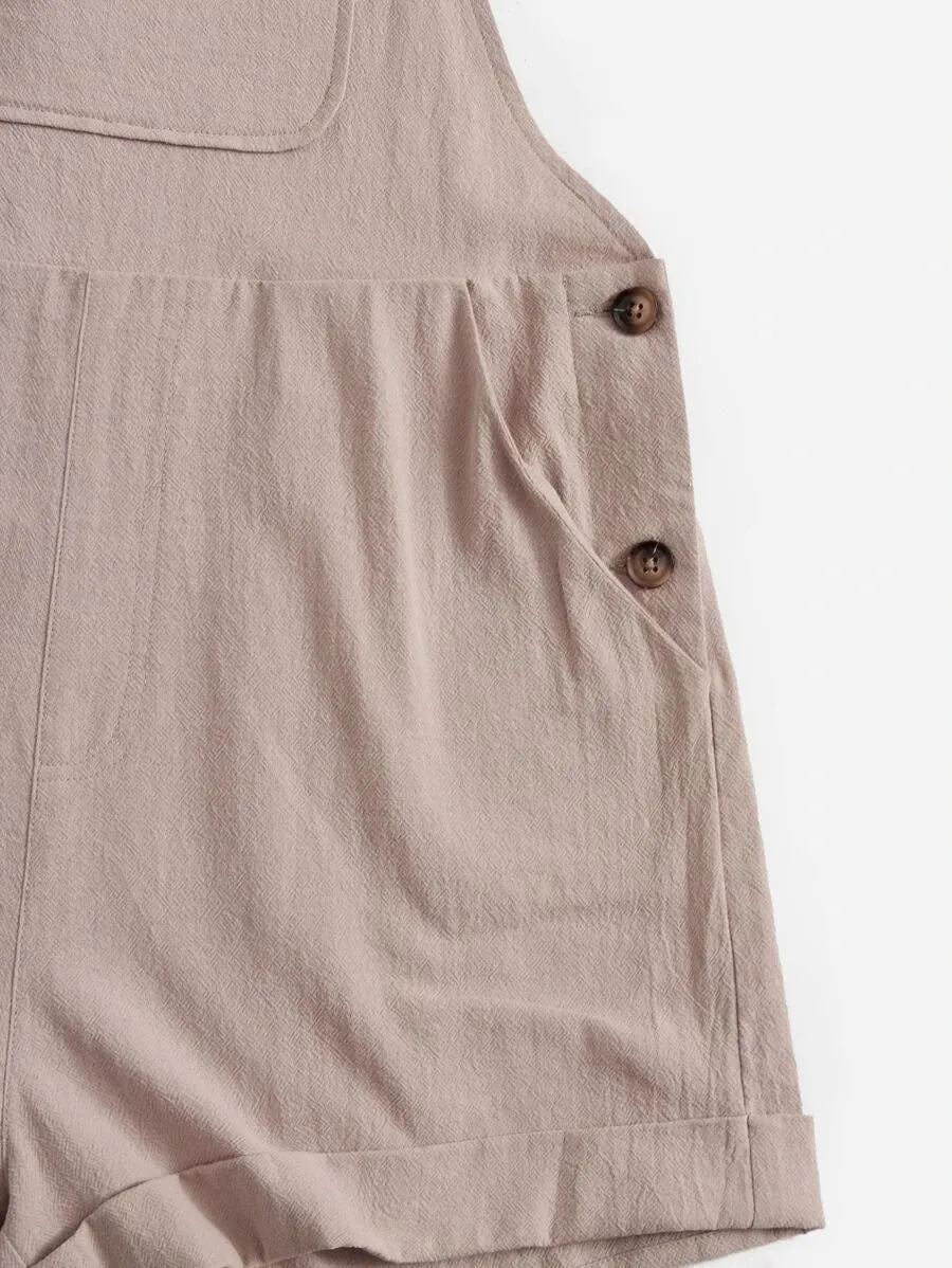 Flap Detail Overall Romper Without Tee