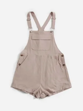 Flap Detail Overall Romper Without Tee