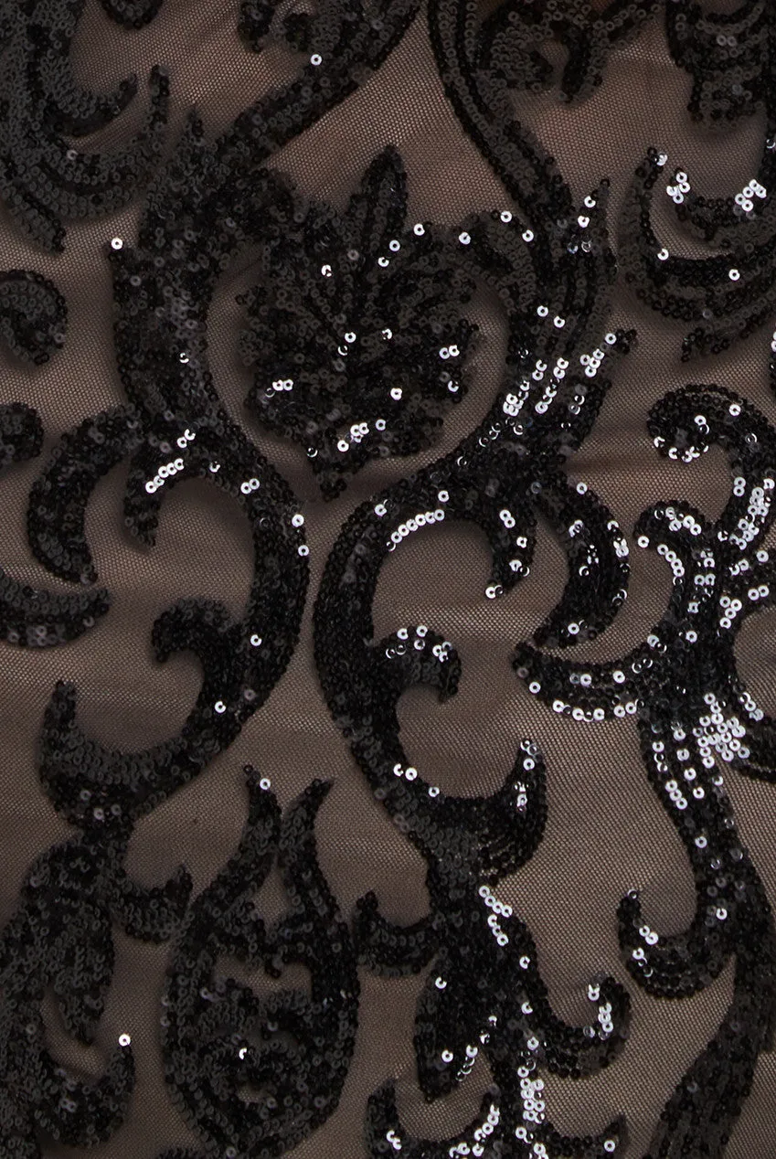 Goddiva Plus Embroidered Sequin & Mesh Maxi Dress