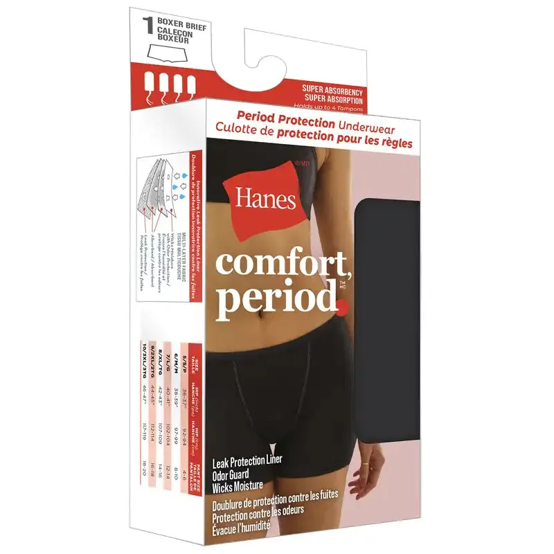 Hanes Comfort, Period. Ladies Boxer Brief Underwear