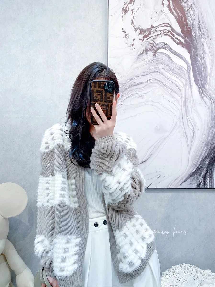HDHOHR 2024 Real Mink Fur Coat Women Natural Kintted Mink Coats Batwing Sleeve Mink Fur Jackets Winter Warm for Female Plus Size