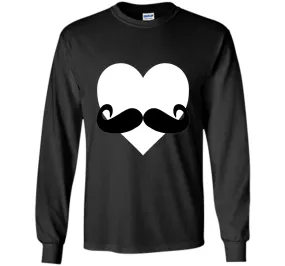 Heart Mustache Tshirt Funny Valentine Day Boys Men Love Cute