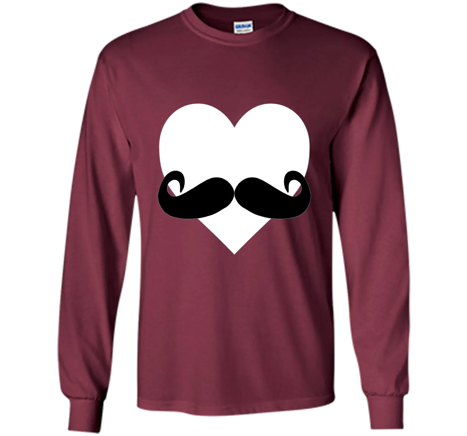 Heart Mustache Tshirt Funny Valentine Day Boys Men Love Cute