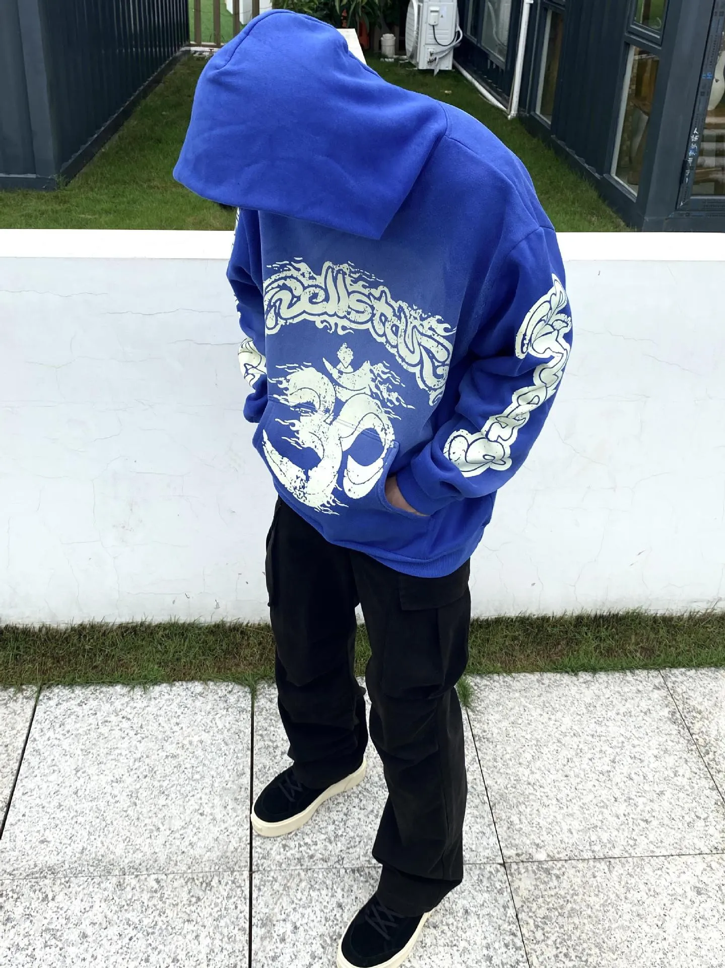 Hellstar Hoodie Retro Distressed Graffiti Loose Fleece-lined
