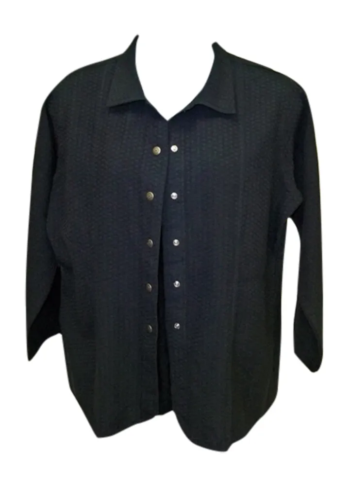Herringbone Snap Jacket, Black