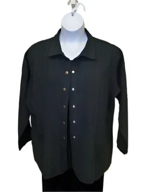 Herringbone Snap Jacket, Black