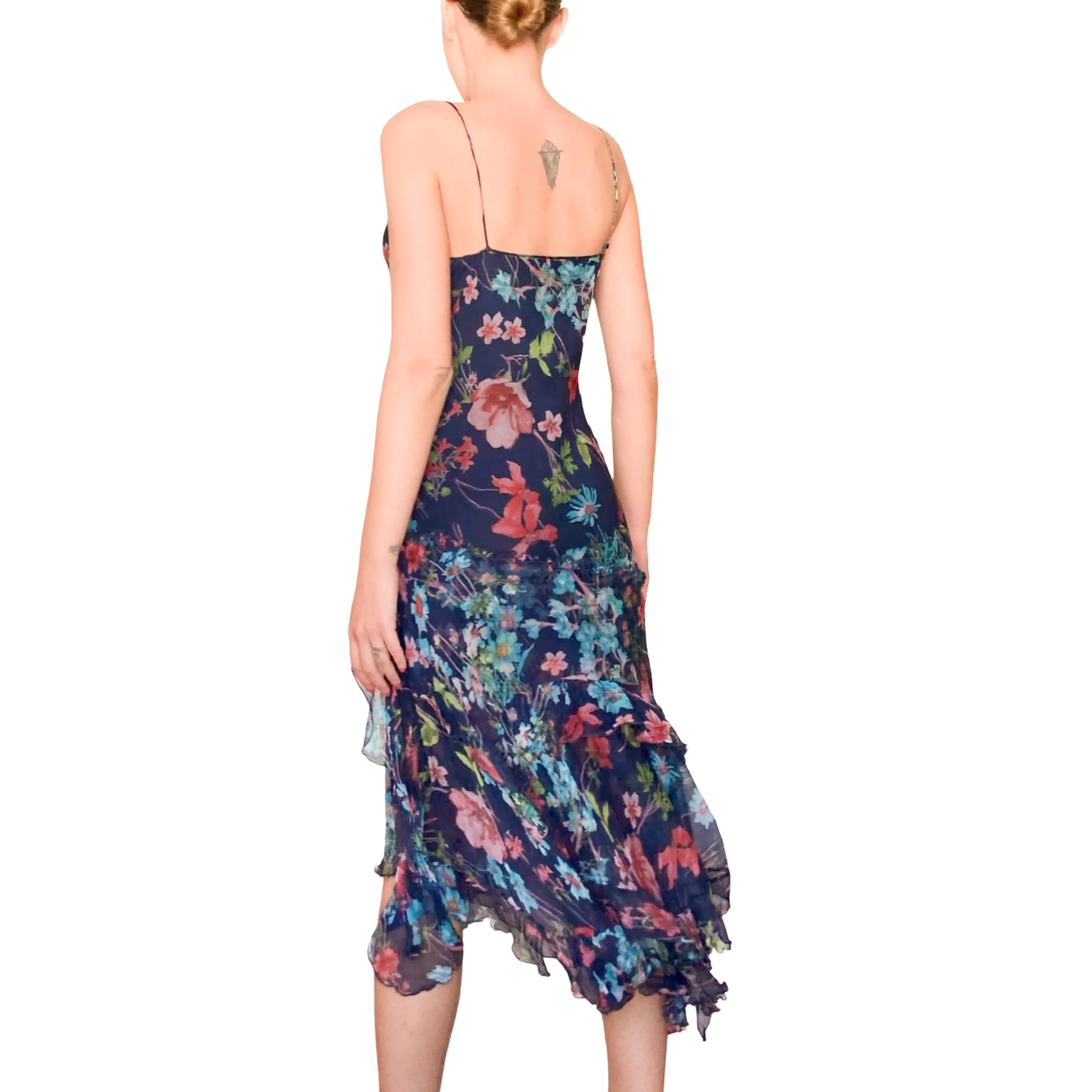 Italian Designer 2000's navy floral maxi dress