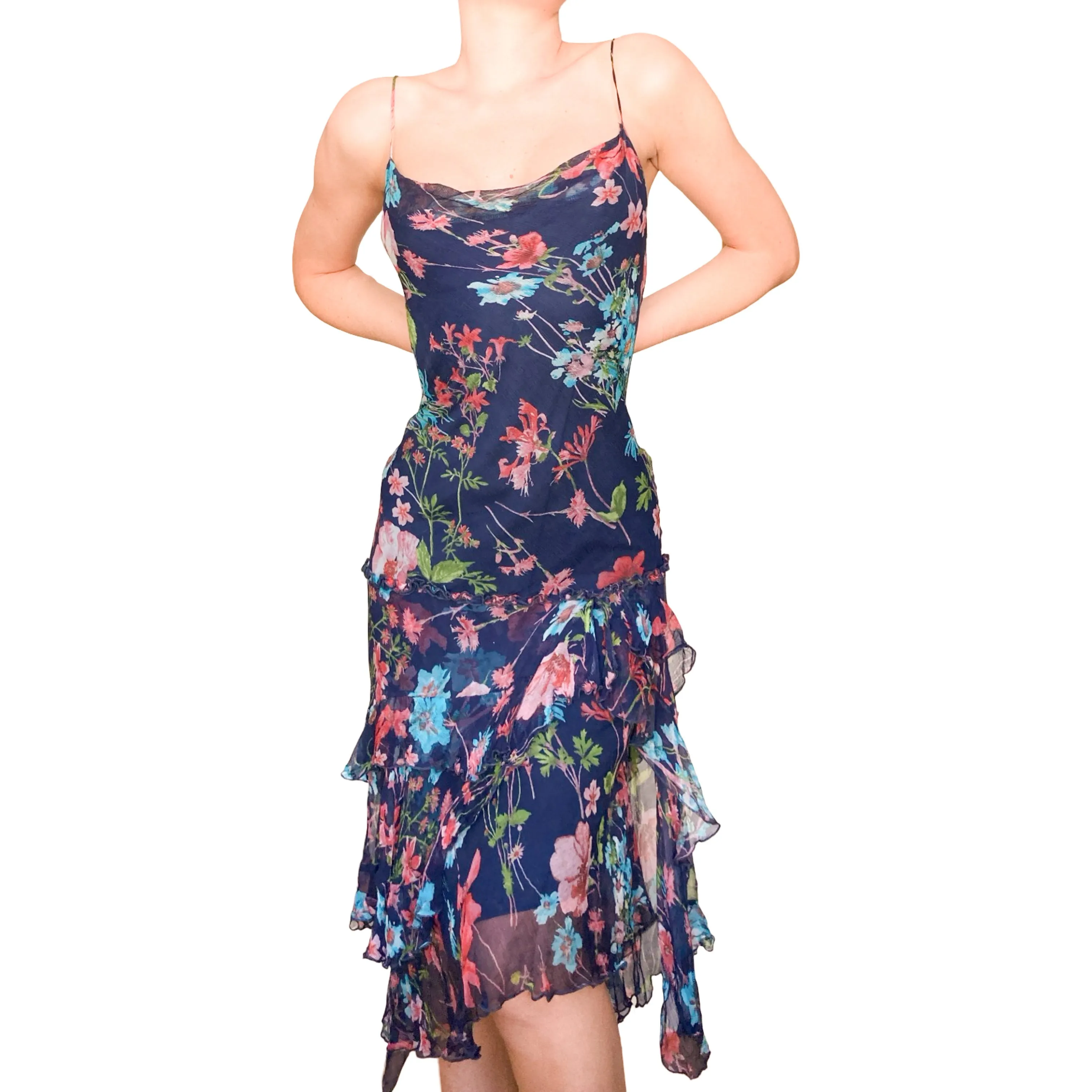 Italian Designer 2000's navy floral maxi dress