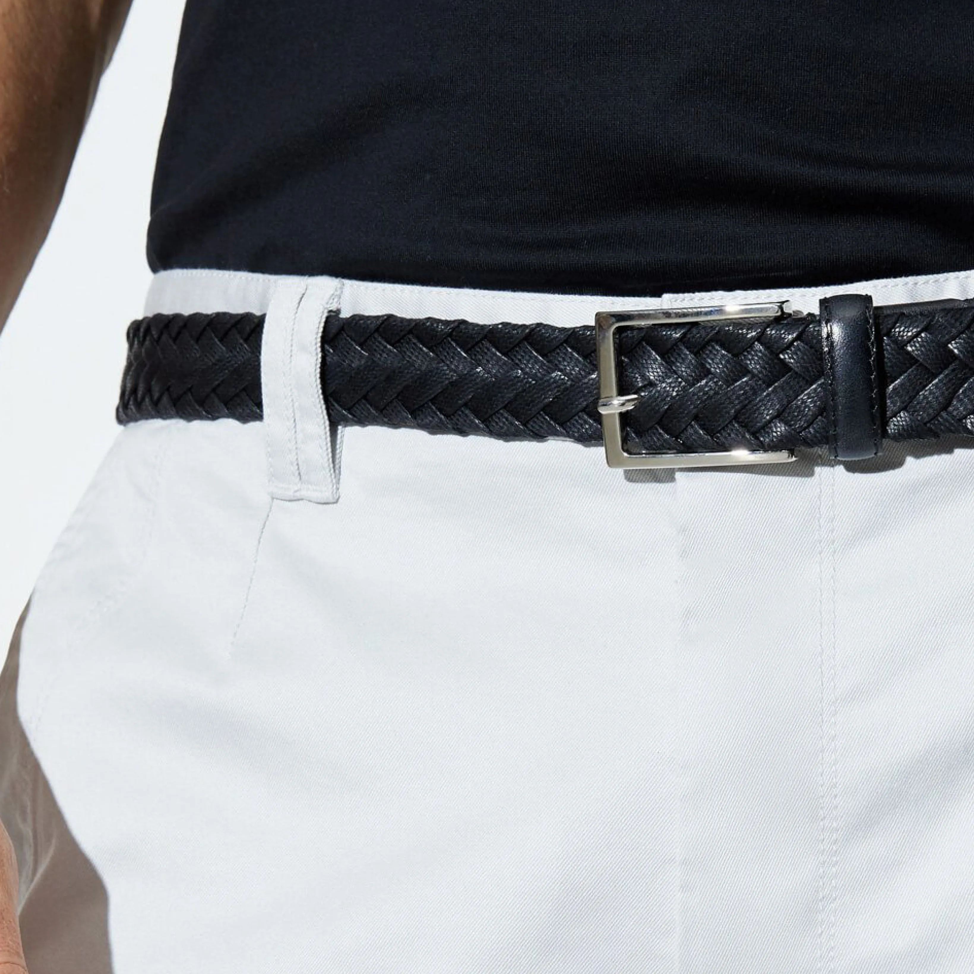 Italian Woven Cotton Wax Belt Black