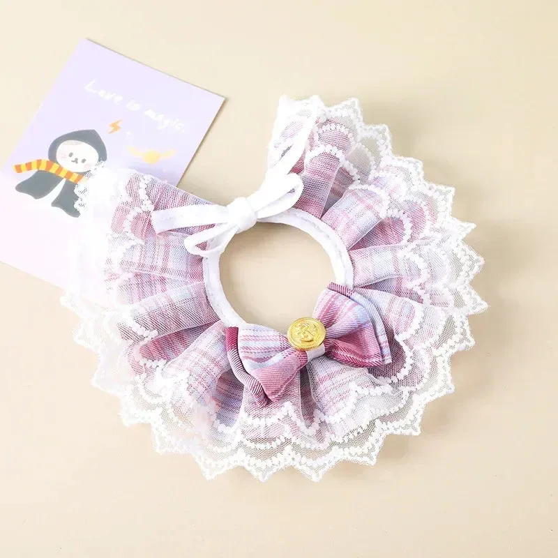 Jeweled Pearl Dog Collar with Satin Ribbon Bow