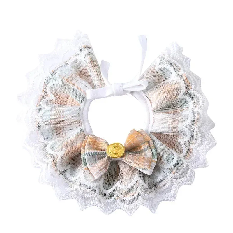 Jeweled Pearl Dog Collar with Satin Ribbon Bow