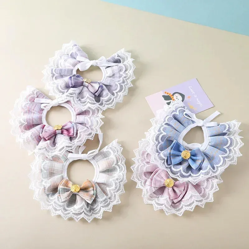 Jeweled Pearl Dog Collar with Satin Ribbon Bow