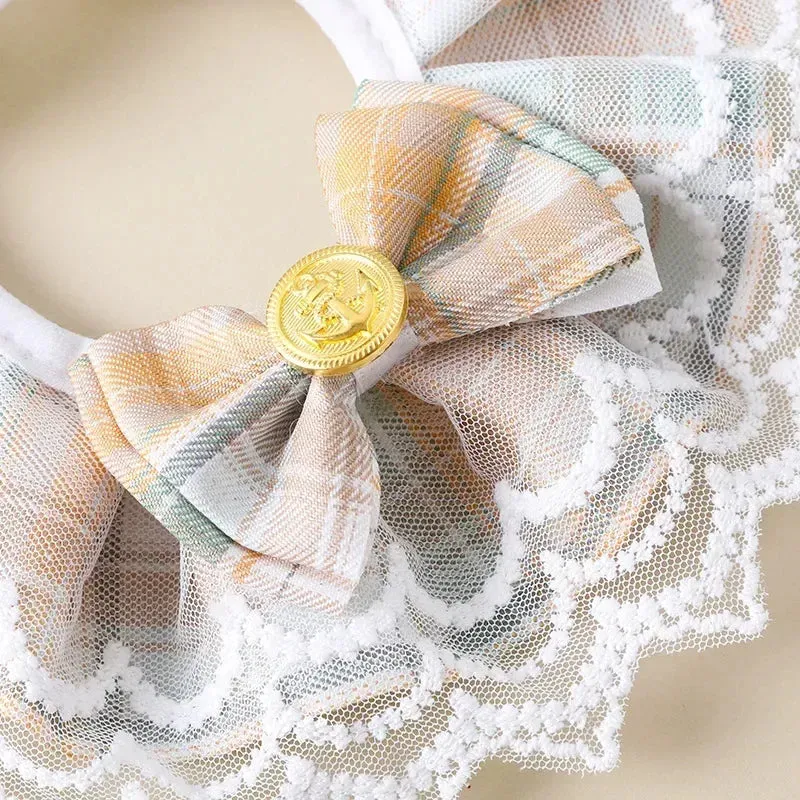 Jeweled Pearl Dog Collar with Satin Ribbon Bow