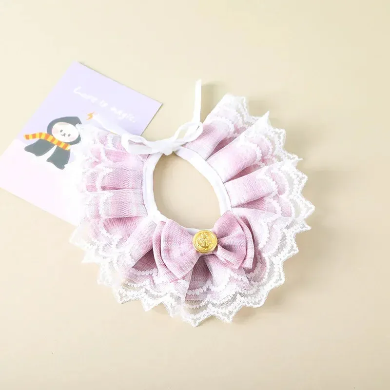 Jeweled Pearl Dog Collar with Satin Ribbon Bow