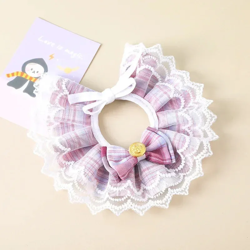 Jeweled Pearl Dog Collar with Satin Ribbon Bow