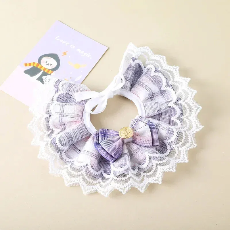 Jeweled Pearl Dog Collar with Satin Ribbon Bow