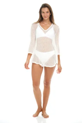 Jordan Taylor Beachwear Box Texture V-Neck Tunic Cover Up