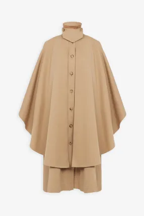 Knee-length cape in organic cotton gabardine