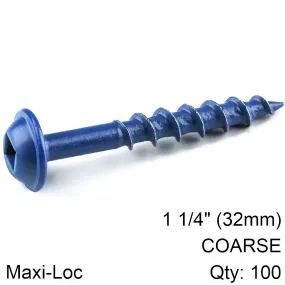 KREG KREG BLUE KOTE POCKET HOLE SCREWS 32MM 1.25' #8 COARSE THREAD MX LOC 1 KR SML-C125B-100-INT