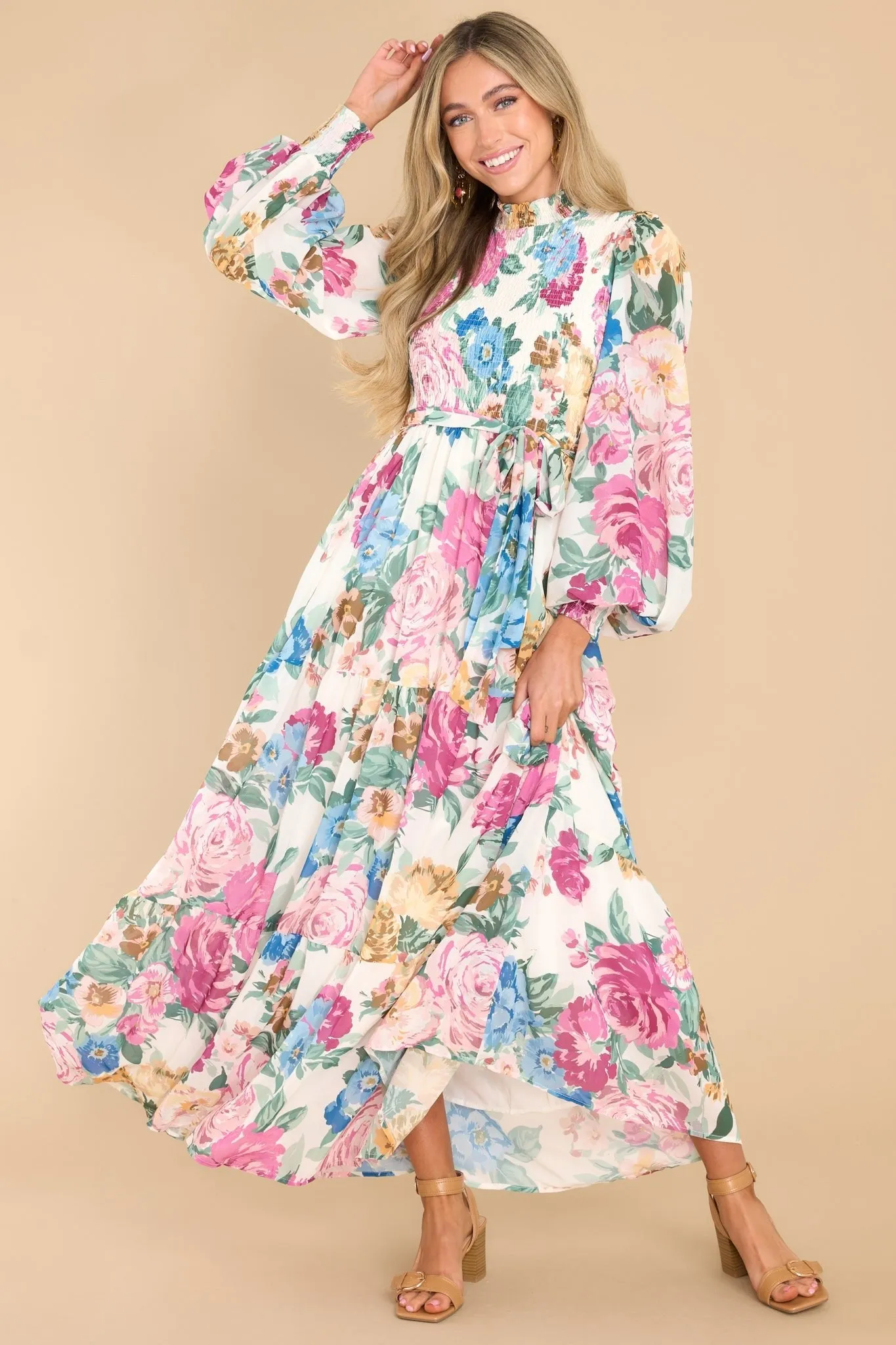 Ladylike Ivory Floral Maxi Dress