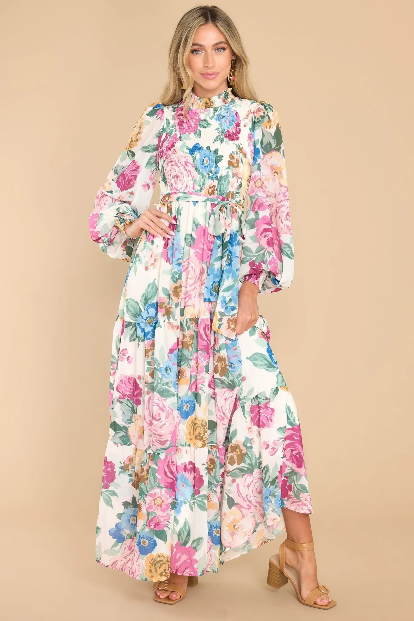 Ladylike Ivory Floral Maxi Dress