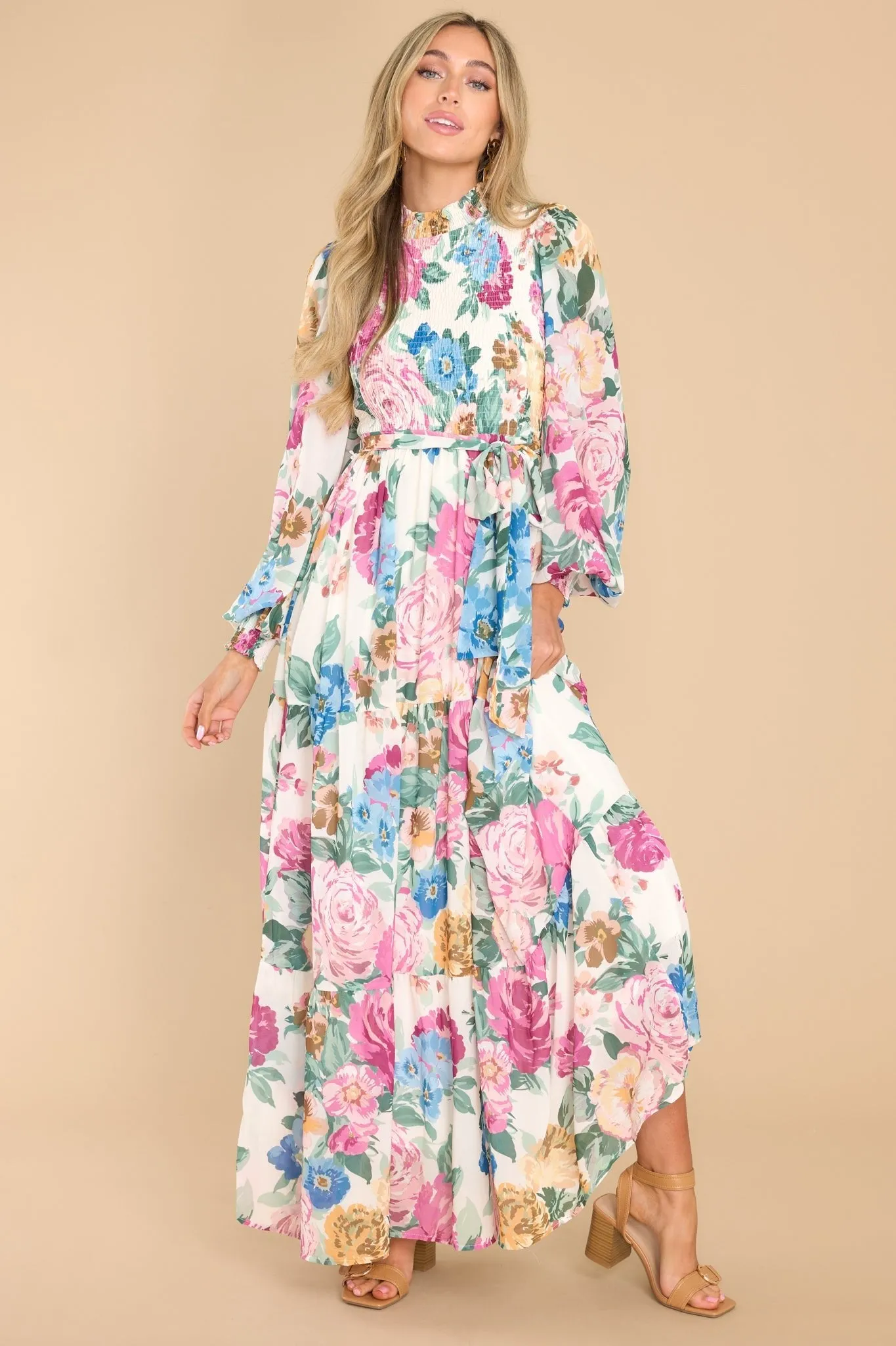 Ladylike Ivory Floral Maxi Dress